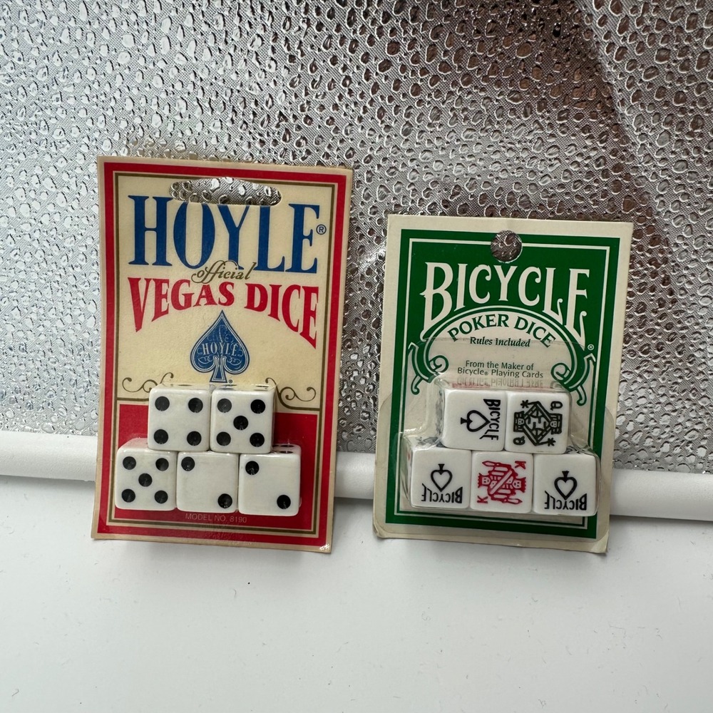 Vintage Dice Hoyle Vegas dice set 1992 and Bicycle Poker dice set new in packs